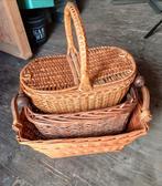 Set van 3 rieten manden, Gebruikt, Mand, Ophalen of Verzenden, Riet