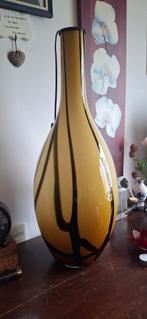 Grote glazen tafellamp met abstract zwart patroon, 50 tot 75 cm, Ophalen of Verzenden, Modern, Abstract, Glas