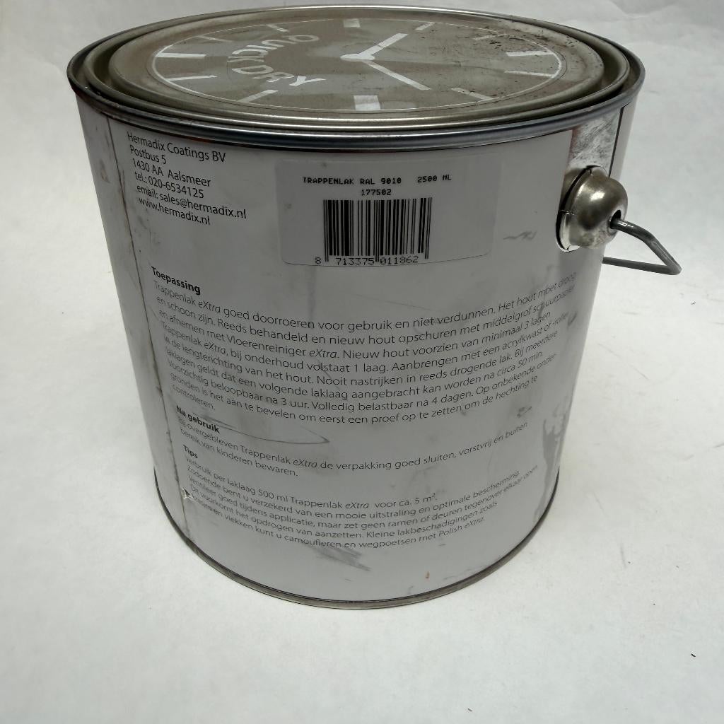 Hermadix Trappenlak Extra Anti-slip Lak Verf RAL 9010 2.5L, Wit, Nieuw, Hermadix, Hermadix