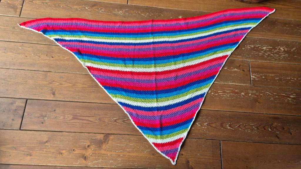 Puur katoenen gehaakte omslagdoek nieuw kleurrijk 200 x 125, Kleding | Dames, Mutsen, Sjaals en Handschoenen, Maat 46/48 (XL) of groter