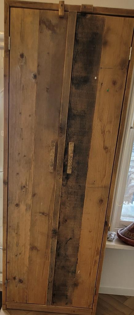 Robuuste steigerhouten kast – 210x78x30 cm, Huis en Inrichting, Kasten | Kledingkasten, Ophalen, 200 cm of meer, 50 tot 100 cm