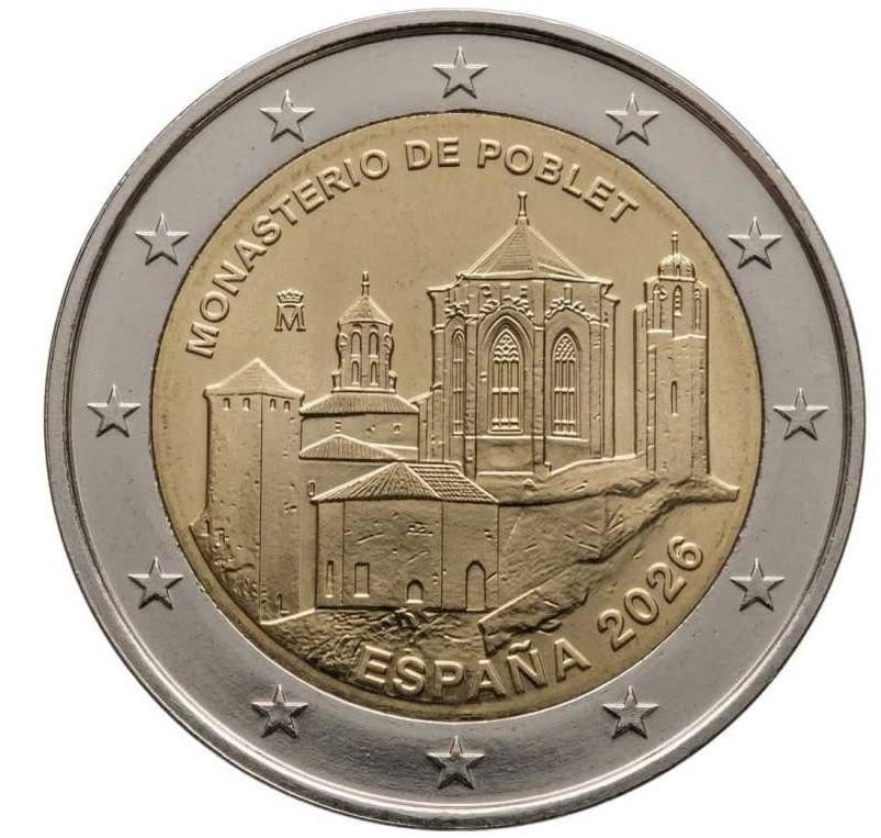 SPECIALE 2 EURO SPANJE 2026 KLOOSTER VAN POBLET BIJ JOHN, Postzegels en Munten, Munten | Europa | Euromunten, Verzenden, Spanje