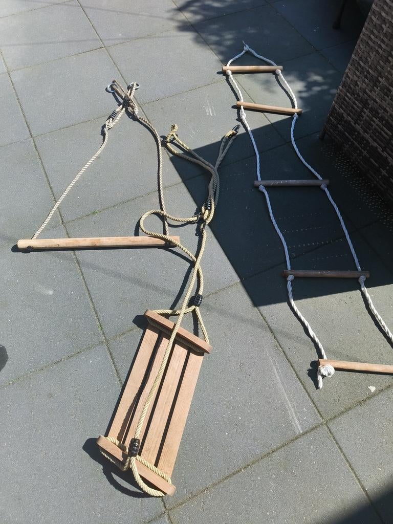 Gereserveerd/Houten schommel, touwladder en rekstok, Ophalen of Verzenden, Schommel