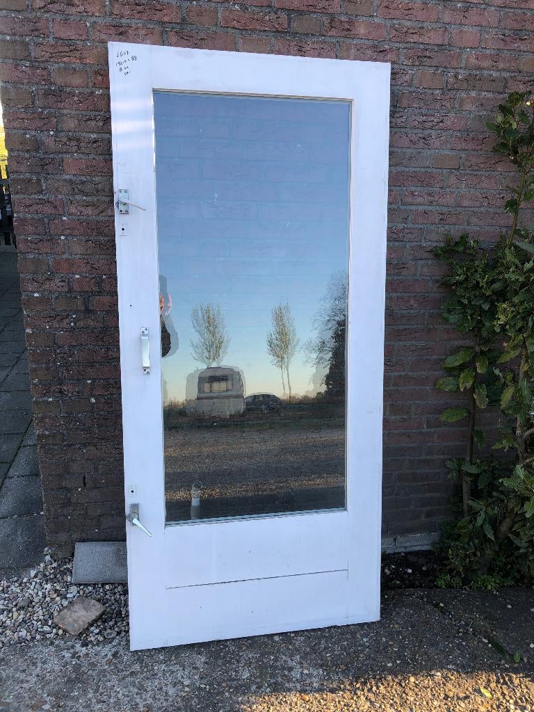 | Hardhouten buitendeur| Balkondeur| Dubbelglas| 192,5X88|, Ophalen, Gebruikt, 80 tot 100 cm, Minder dan 200 cm