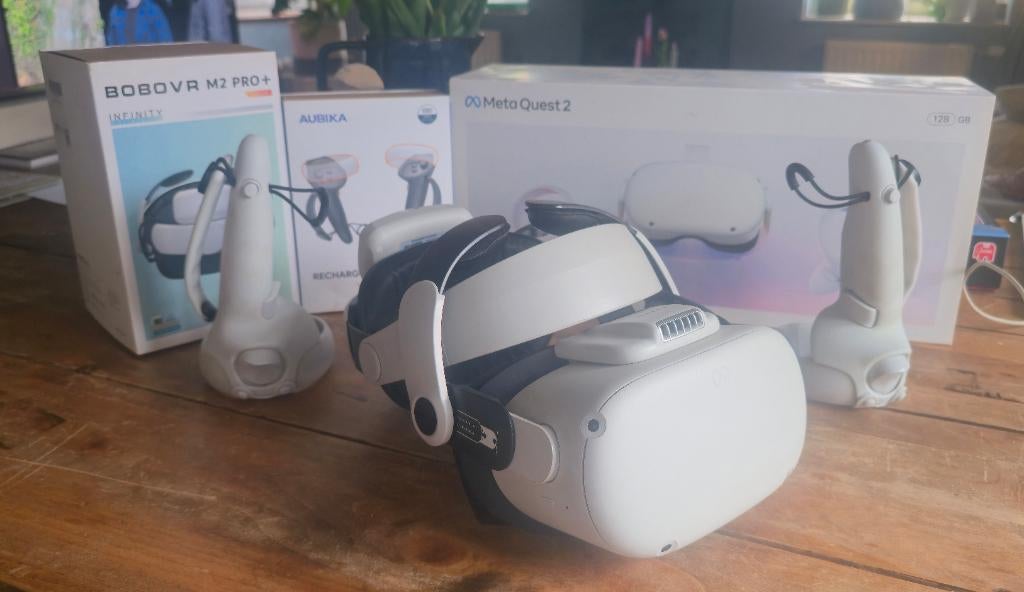 Meta Quest 2 plus bobo vr headstrap en extra accessories, Ophalen, Gebruikt, VR-bril, Overige platformen