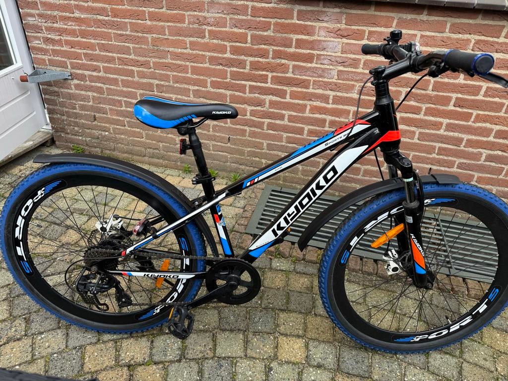Kinder mountainbike zwart/blauw/rood - perfecte staat, 57 cm of meer, Hardtail, Zo goed als nieuw, Ophalen