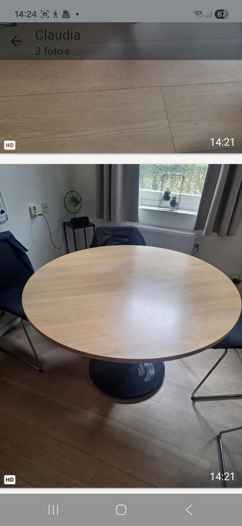 Ronde tafel doorsnee 1.20m., Huis en Inrichting, Tafels | Eettafels, Gebruikt, Rond, Ophalen of Verzenden, Vier personen