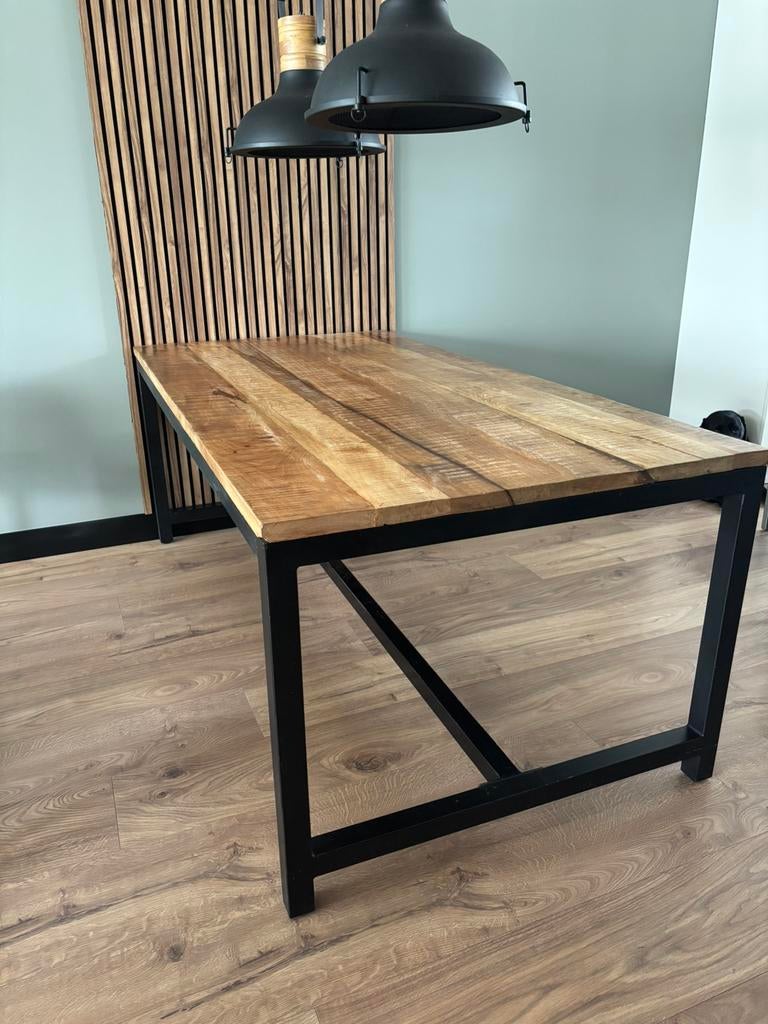 Industriële Meubel set,mango hout met staal, Ophalen, Zo goed als nieuw, 25 tot 50 cm, Rechthoekig