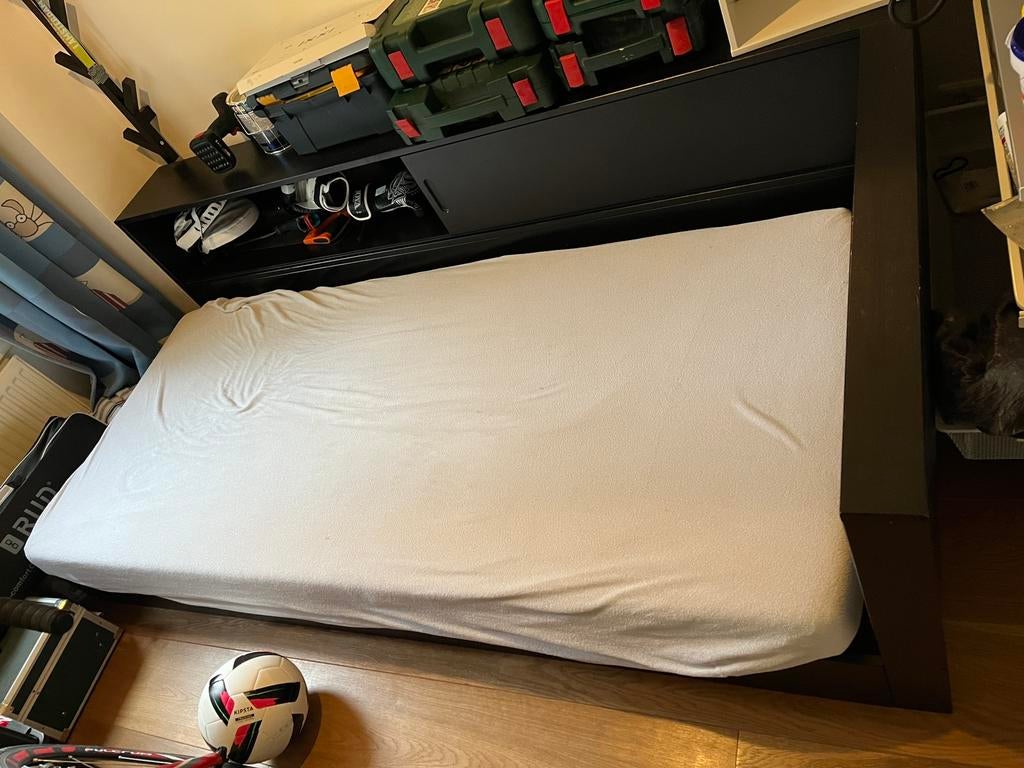 Woood Hoekbed Connect Zwart, Huis en Inrichting, Ophalen, 90 cm, Eenpersoons, Zwart