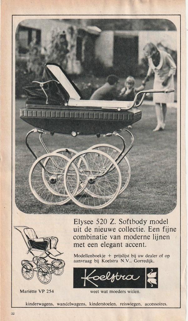 Retro reclame 1966 Koelstra Elysee 520 kinderwagen, Verzamelen, Retro, Overige typen, Verzenden