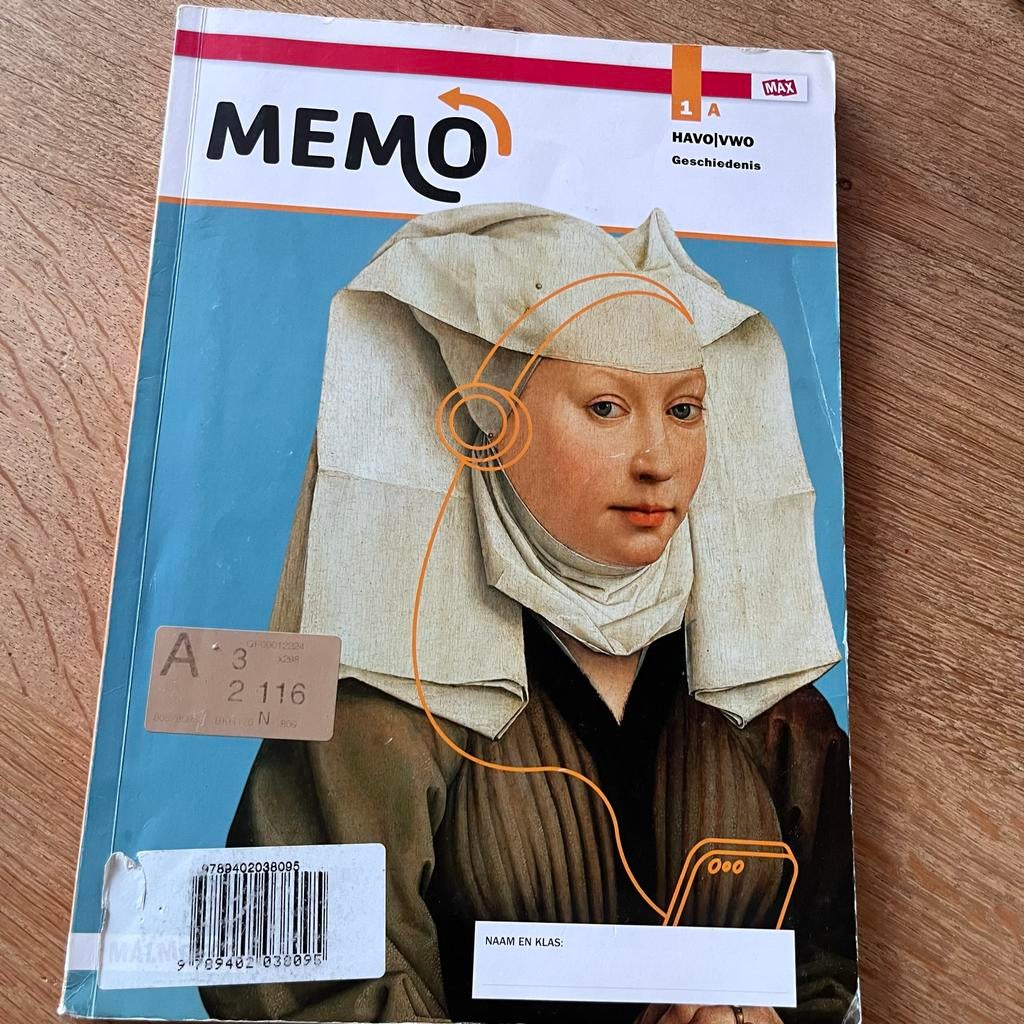 Geschiedenis boek Memo 1A HAVO/VWO brugklas, Boeken, Ophalen of Verzenden, 20e eeuw of later, Gelezen