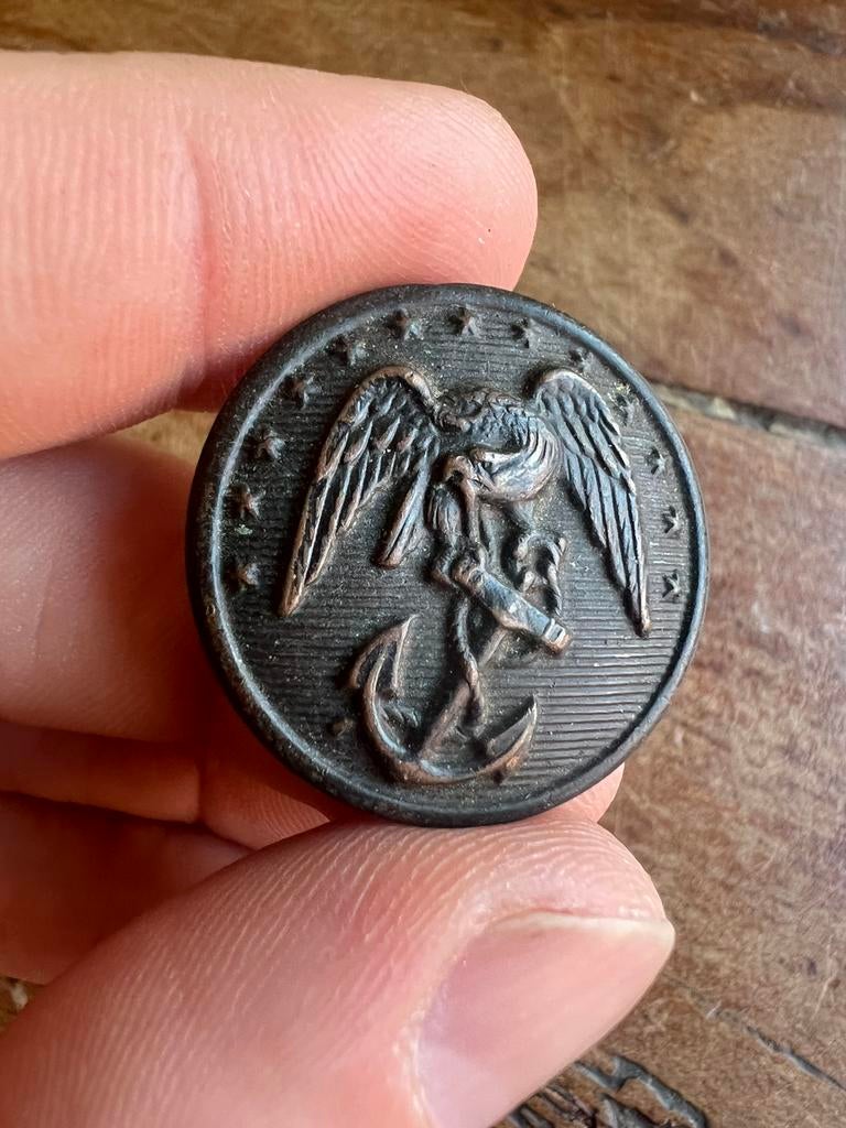 WO1? Amerikaans US Navy button knoop groot messing, Amerika, Ophalen of Verzenden
