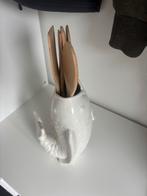 Witte vissen vaas/keukengerei houder, Ophalen, Wit, Aardewerk of Porselein, Zo goed als nieuw