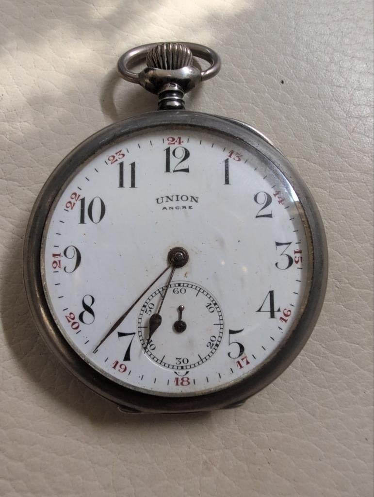 Antiek Union Ancre Zakhorloge - In Goede Staat, Overige merken, Overige materialen, Zakhorloge, 1900 tot 1930