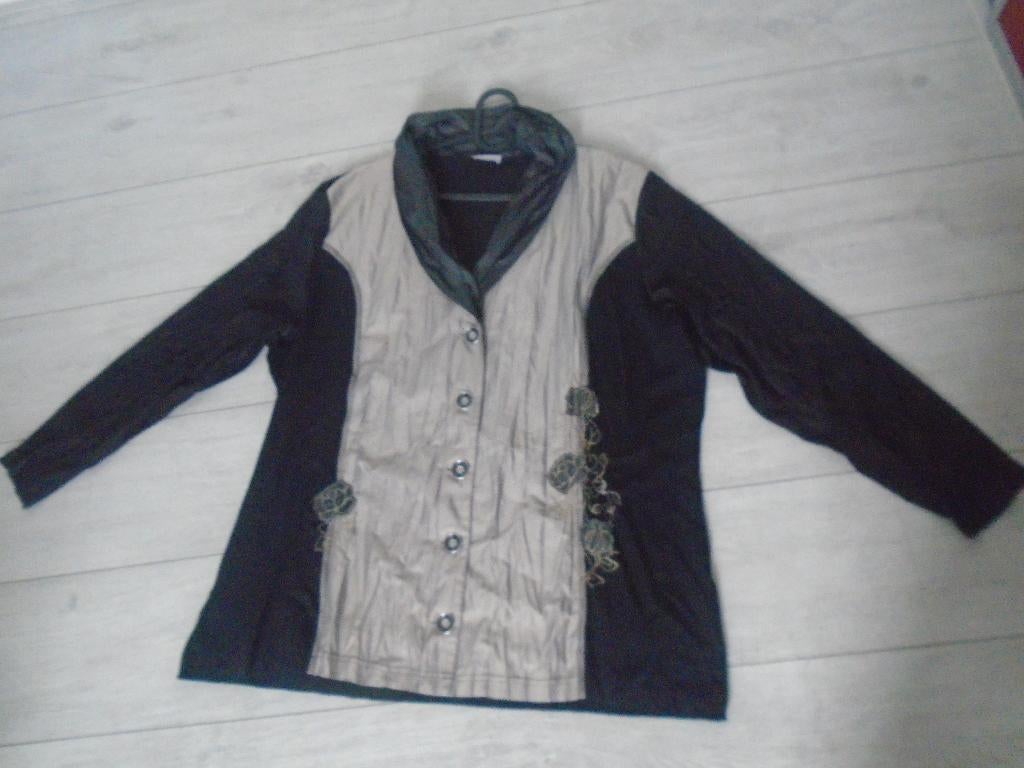 Gelco Prachtige Stretch Satijn Jasje maat 50 ZGAN, Kleding | Dames, Grote Maten, Verzenden, Gelco, Beige, Zo goed als nieuw