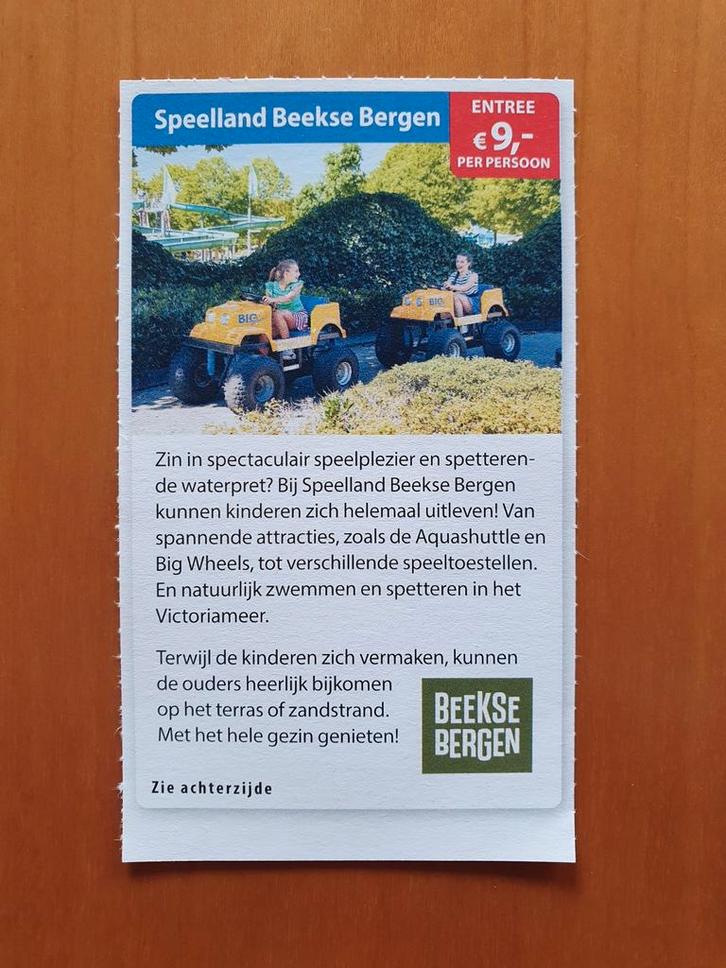 Speelland Beekse Bergen entree €9,- p.p., Tickets en Kaartjes, Recreatie | Pretparken en Attractieparken, Drie personen of meer