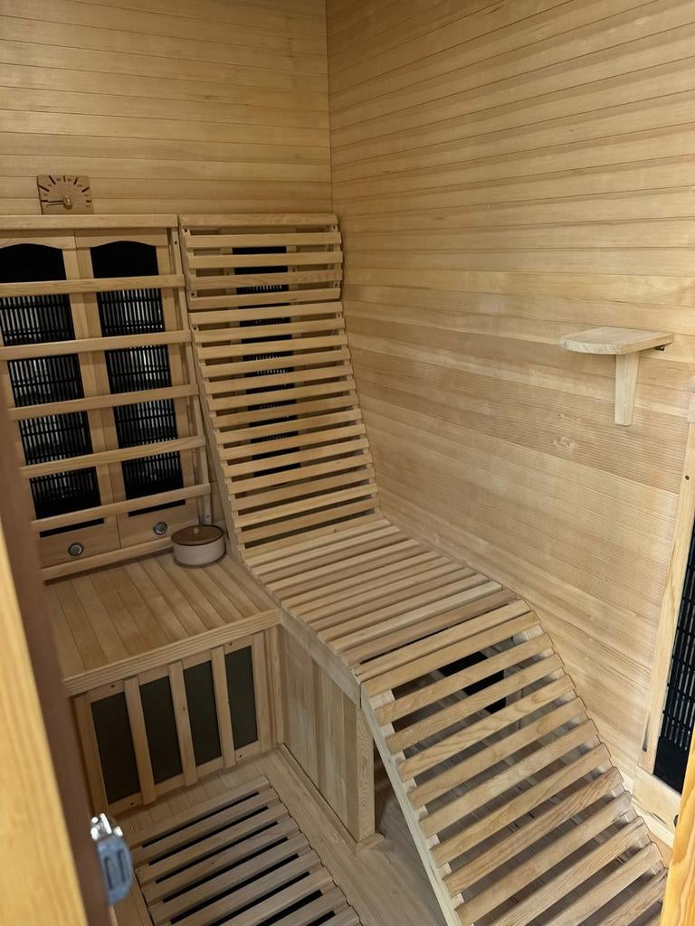 Koopje, zgan luxe Infrarood sauna., Sport en Fitness, Sauna, Ophalen, Zo goed als nieuw, Infrarood, Complete sauna