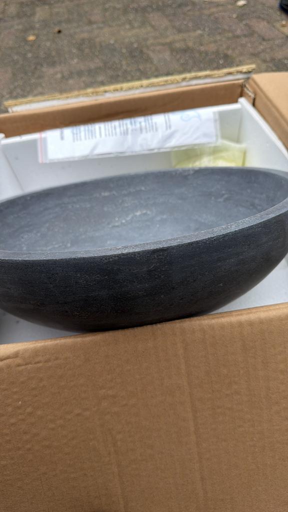 Nieuw in doos!!natuursteen, waskom en sifon!!, Doe-het-zelf en Verbouw, Sanitair, Ophalen, Zo goed als nieuw, Steen, Kraan