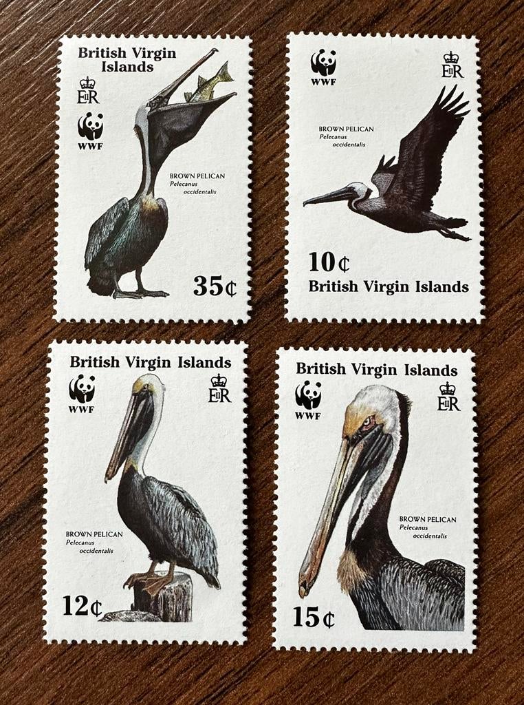British Virgin Islands 1988 WWF pelikanen vogels postfris, Ophalen of Verzenden, Postfris