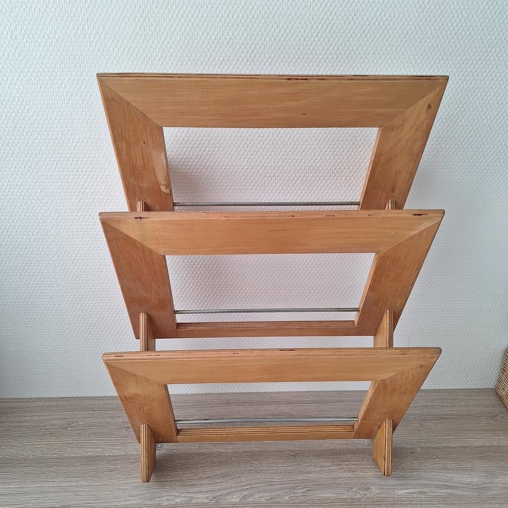 Vintage houten Ikea Klippa wandrek/tijdschriftenrek/LP rek, Ophalen of Verzenden, Zo goed als nieuw
