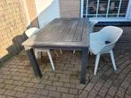 Tuintafel 180x100 cm composiet met 4 kunststof stoelen, Tuin en Terras, Ophalen, Gebruikt, Rechthoekig, Kunststof