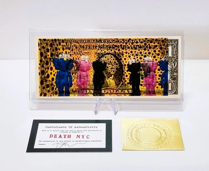 Kusama Yayoi - KAWS -Death NYC - LV- 1 Dollar - Pop art., Antiek en Kunst, Kunst | Litho's en Zeefdrukken, Ophalen of Verzenden