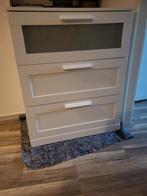 Ikea Brimnes ladekast met 3 laden - Wit, Ophalen, Gebruikt, Glas, 50 tot 100 cm