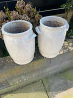 2 x creme kleurige bloempotten, in zeer goede staat, 25 tot 40 cm, Rond, Binnen, Ophalen of Verzenden
