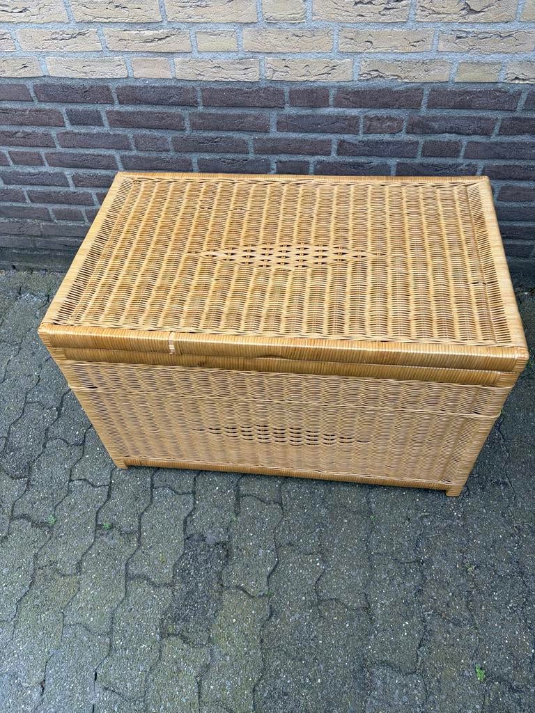Grote rieten opbergmand met deksel, Huis en Inrichting, Woonaccessoires | Kisten, Ophalen, Overige materialen, Gebruikt, 50 tot 100 cm