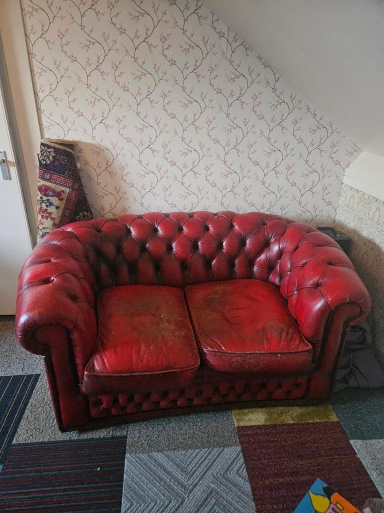 Chesterfield bankje, Huis en Inrichting, Ophalen, Gebruikt, Klassiek, 150 tot 200 cm