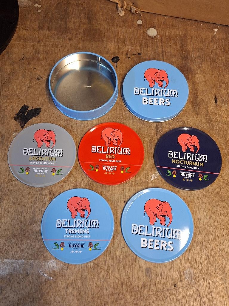 Delirium Belgisch bier originele blikken bierviltjes, Ophalen of Verzenden, Nieuw, Viltje(s), Overige merken