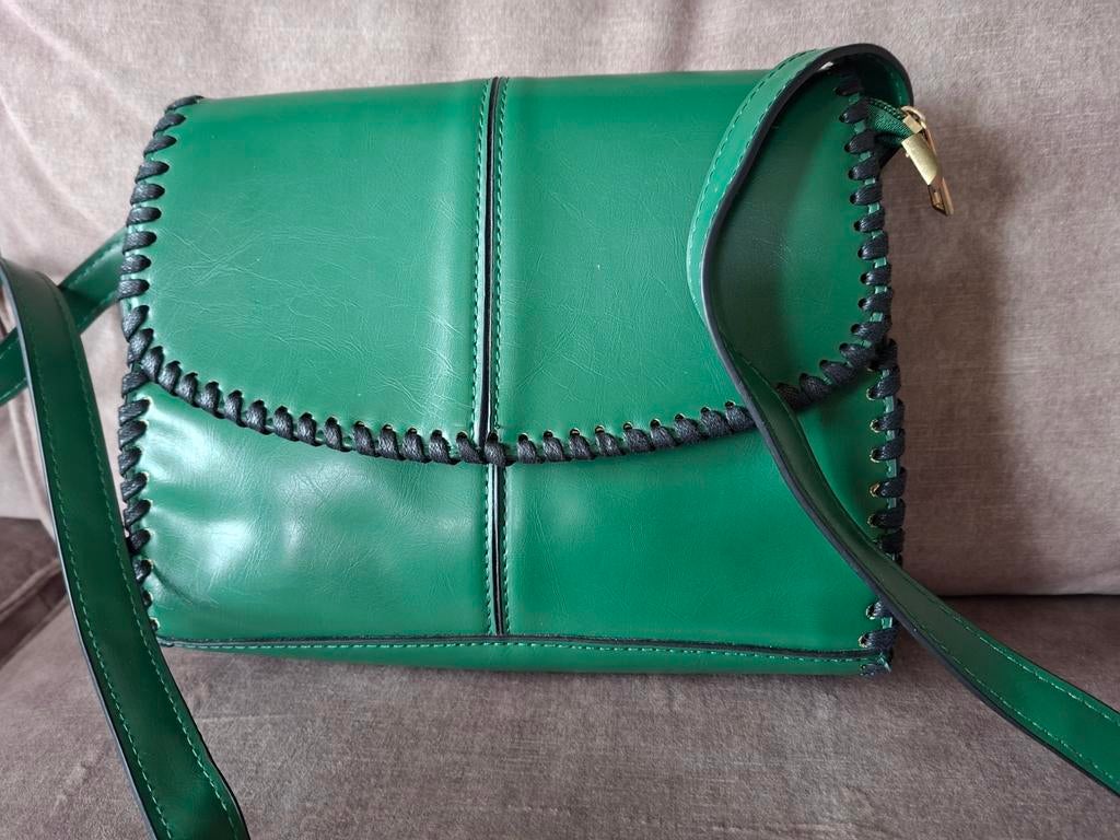 Vintage groene tas nieuwstaat, Ophalen of Verzenden, Zo goed als nieuw, Groen