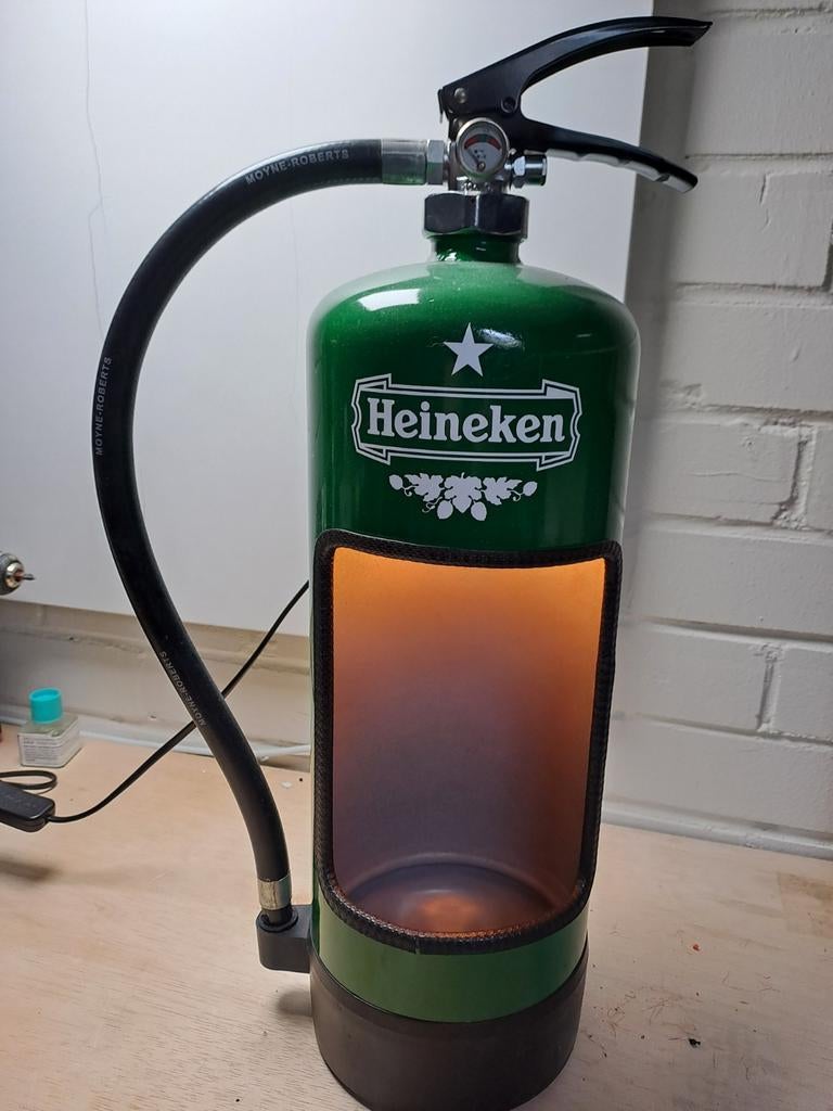 Heineken brandblusser lamp, Huis en Inrichting, Lampen | Overige, Ophalen