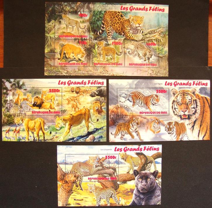 - 746 - 2 Blokken met Diverse Grote Katten., Postzegels en Munten, Postzegels | Thematische zegels, Gestempeld, Dier of Natuur