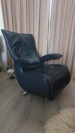Relaxfauteuil, blauw leder, in goede staat, Ophalen, Gebruikt, 75 tot 100 cm, 50 tot 75 cm