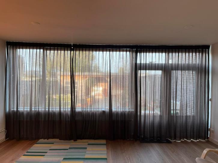 Lichtdoorlatende gordijnen, dubbele plooi, goede staat, Huis en Inrichting, Stoffering | Gordijnen en Lamellen, Zo goed als nieuw