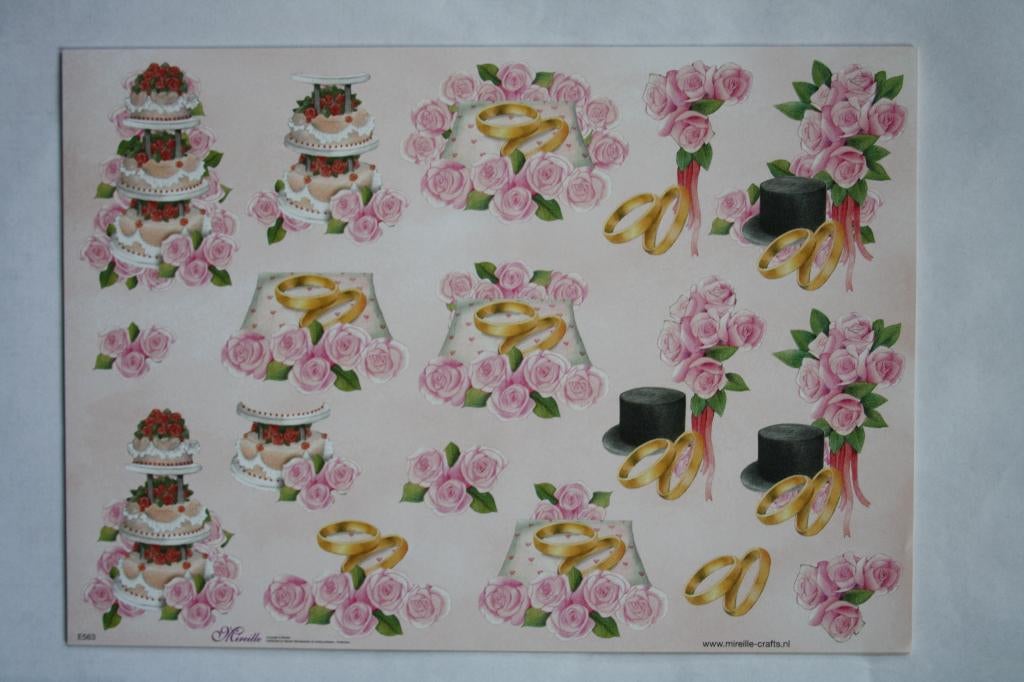 17 stuks knipvellen mireille huwelijk bloemen 7261, Ophalen of Verzenden, Nieuw, Man of Vrouw, Knipvel