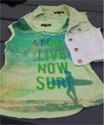 Setje van t-shirt met hesje mooi groen. D-Zine Jeans. ca 140, Meisje, D-Zine, Ophalen of Verzenden, Zo goed als nieuw