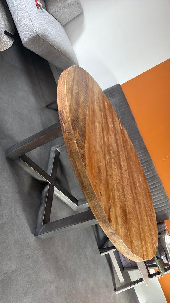Eettafel mango hout 150 rond, Huis en Inrichting, Tafels | Eettafels, Ophalen, 100 tot 150 cm, Rond, Zo goed als nieuw