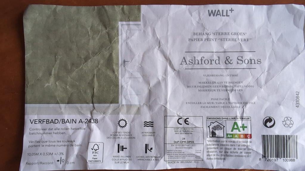 GEZOCHT...Behang 'Sterre Groen' van Ashford & Sons, Ophalen of Verzenden, Minder dan 10 m², Groen