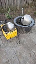 RVS Waterornamenten Set met Bak en Pomp, Tuin en Terras, Waterpartijen en Fonteinen, Ophalen, Gebruikt, Rvs, Waterornament