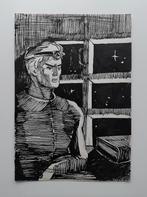 Origineel schilderij. Inkt en aquarel op papier. 1960., Antiek en Kunst, Ophalen of Verzenden