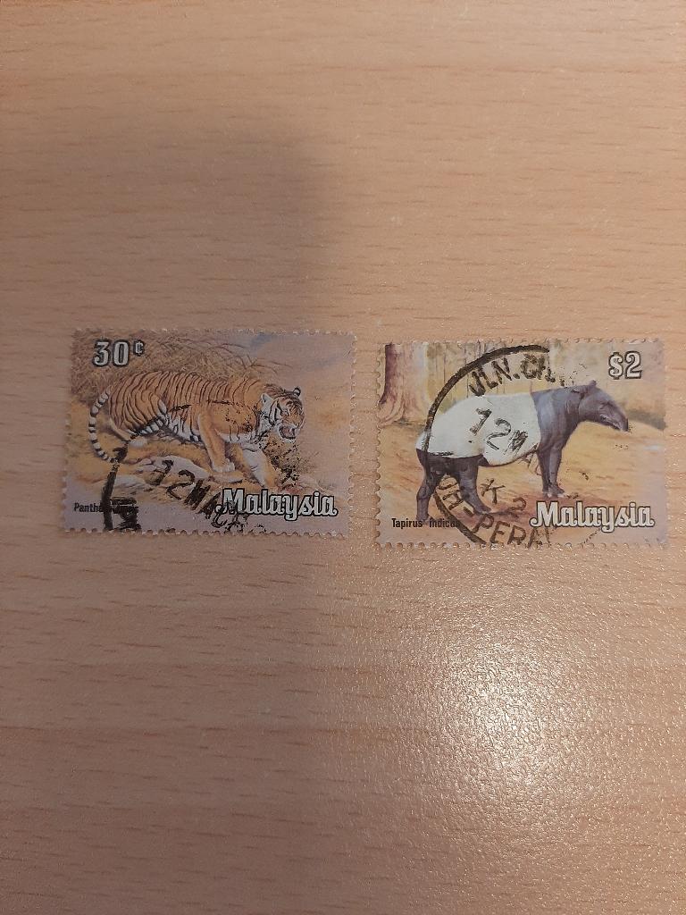 Maleisie tijger en tapir, Verzenden, Gestempeld, Oost-Azië