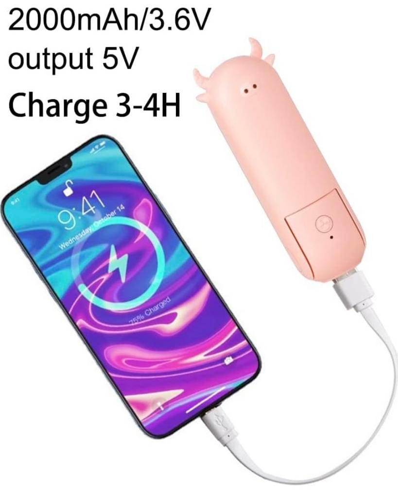 Ventilator met 2000mAh Powerbank  Draadloos oplaadbaar, Ophalen of Verzenden, Nieuw