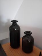 2 vaasjes van rookglas, Huis en Inrichting, Woonaccessoires | Vazen, Overige kleuren, Ophalen of Verzenden, Minder dan 50 cm, Glas