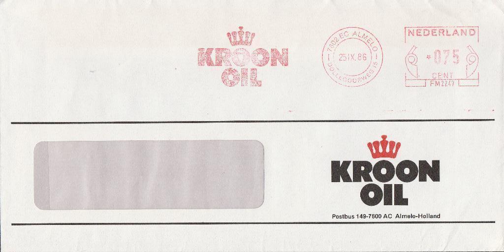 ALMELO 1986 KROON OIL, Verzamelen, Verzenden, 1980 tot heden, Gelopen, Overijssel