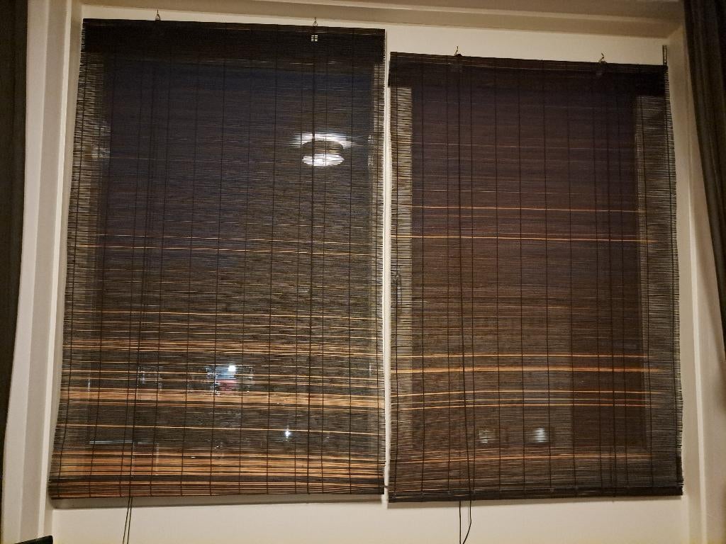 Bamboe rolgordijn 90 breed (2 stuks), Ophalen, Gebruikt, Bruin, 50 tot 100 cm