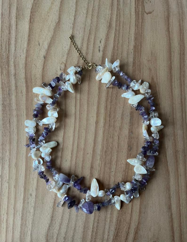 Ketting anna+ nina schelp natuursteen, Ophalen of Verzenden, Zo goed als nieuw, Overige materialen