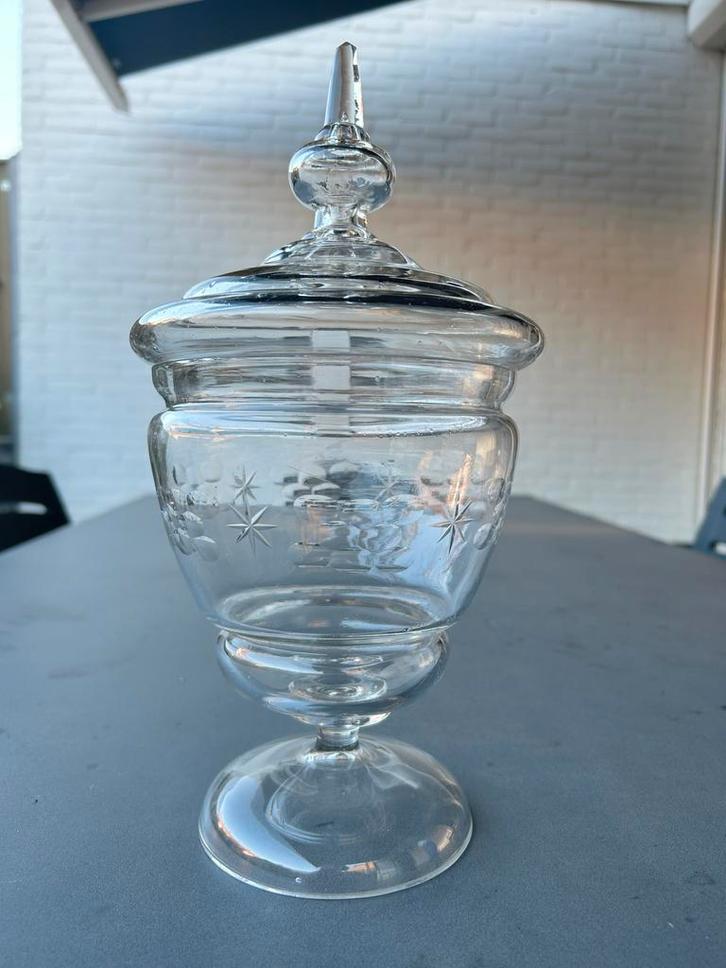 Antieke 19e-eeuwse glazen bonbonnière, Antiek en Kunst, Antiek | Glas en Kristal, Ophalen of Verzenden