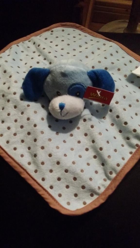 Wibra doekje beer of hond bruin gestipt velours 26x26 met, Kinderen en Baby's, Speelgoed | Knuffels en Pluche, Ophalen of Verzenden